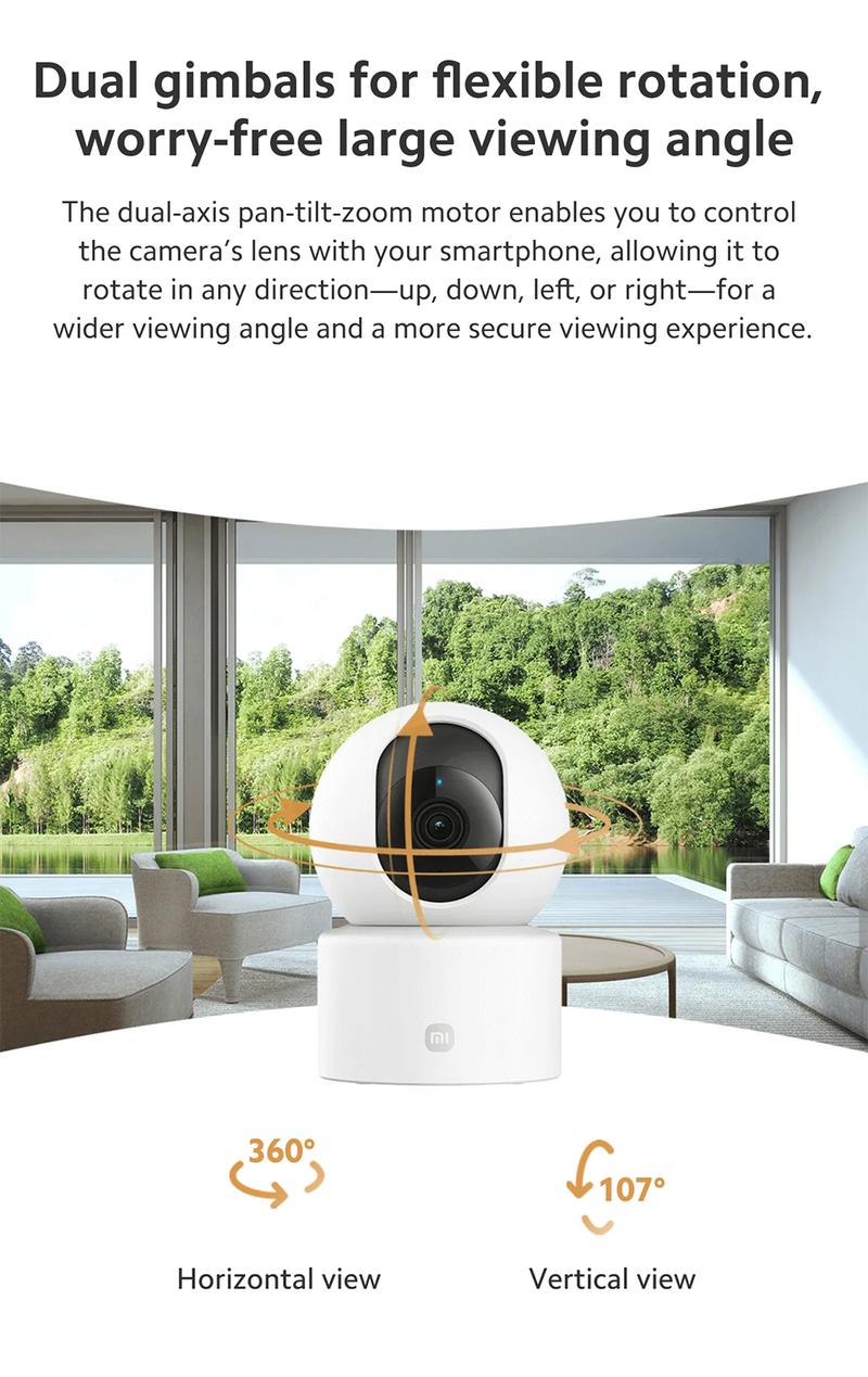 Xiaomi Smart Camera C301 Wireless 3MP ultra-clear visual experience, Human detection and active alert, Night Vision, Real-time two-way voice calls Safety Card Chip Lens Xiaomi Smart Camera C301 Wireless 3MP ultra-clear visual experience, Human detection and active alert, Night Vision, Real-time two-way voice calls Safety Card Chip Lens