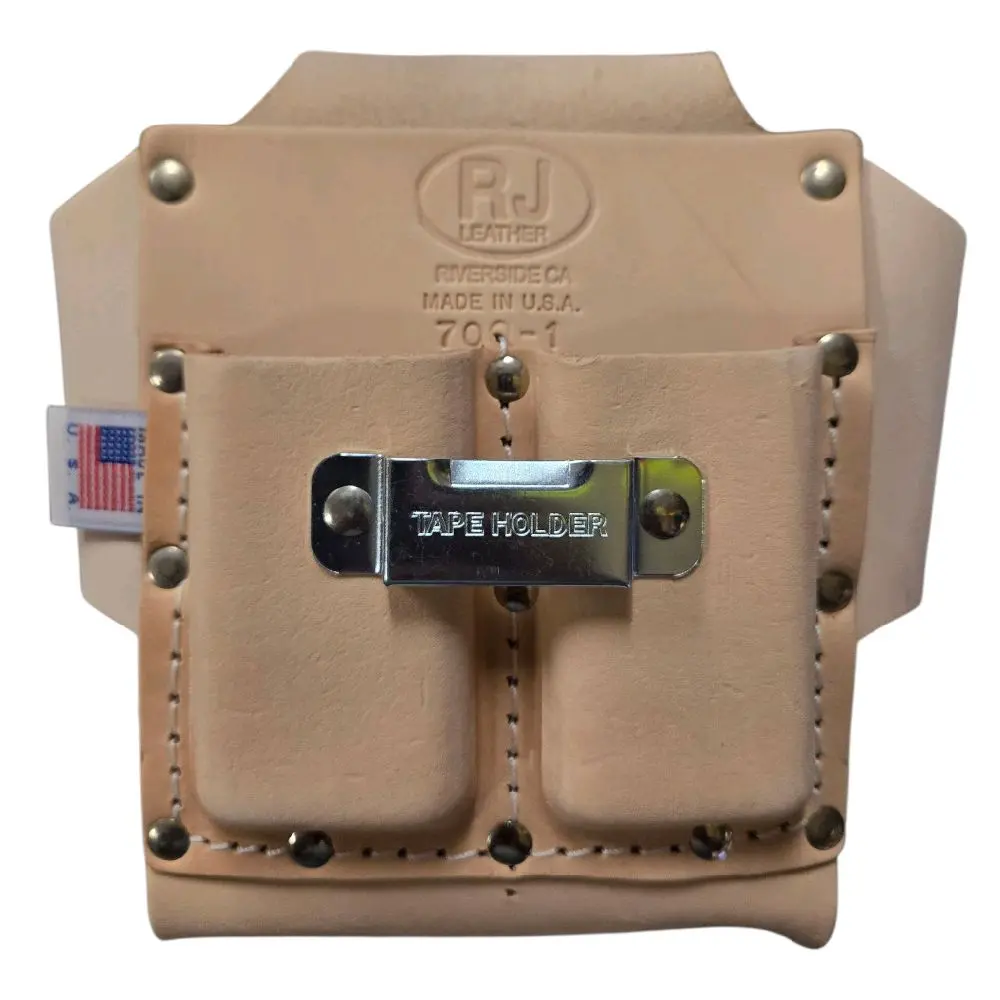 Leather Box Shaped Tool Holder,Made in USA with Tape Holder Feature Tool Organizer Tool Bag Organizer