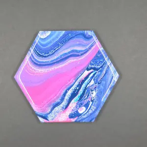 NEW! Hexagon Ceramic Coaster hand painted 4 inch