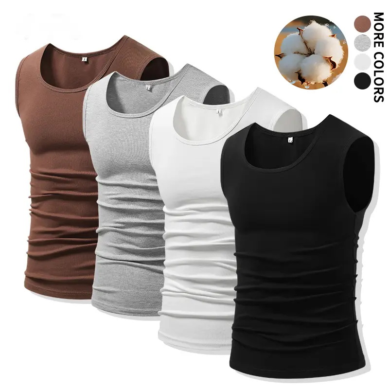 Men's Ribbed Sleeveless Tank Tops, Soft Stretchy Cotton Crew Neck Undershirts, Fitted Basic Workout Tank Shirts for Young Men Fitness Gym Daily Casual Wear trunks