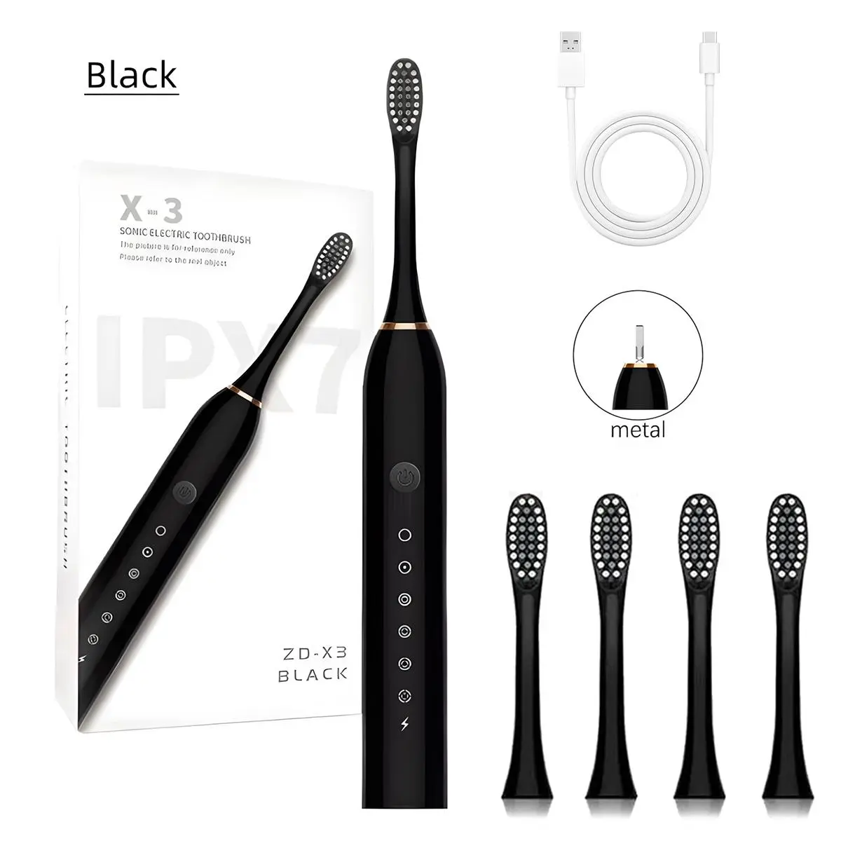 【Father's Day gift】Electric Toothbrush with 4 Brush Heads, IPX7 Waterproof 6 Modes 42000vpm with Smart Timers, Sonic rechargeable Electric Toothbrush for Adults
