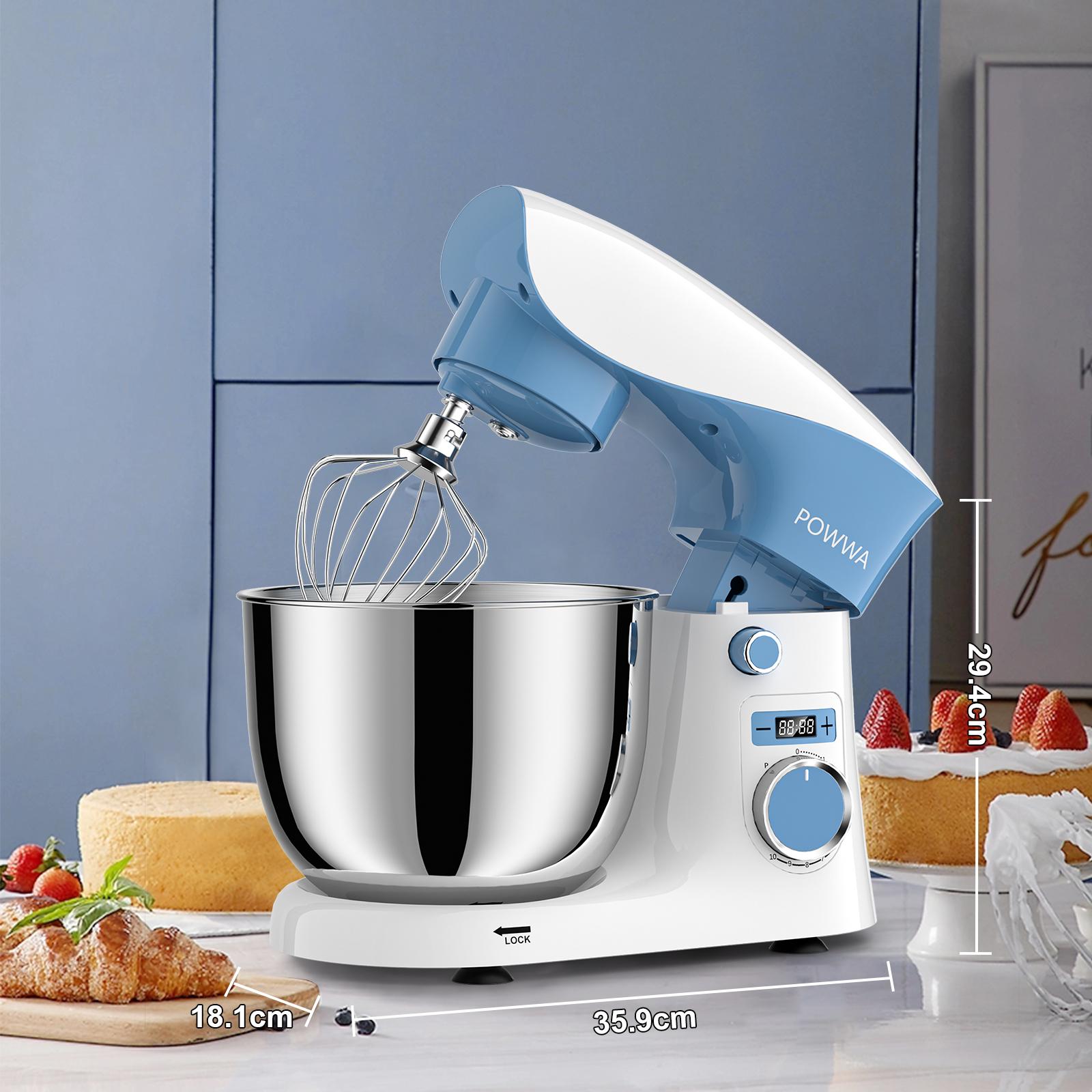 POWWA 5L QT Stand Mixer, 10 Speeds Tilt-Head Electric Stand Mixer, 3-In-1 Kitchen Mixer with Bowl, Dough Hook, Whisk and Beater, Food Mixer for Baking and Daily Use (White Blue) POWWA 5L QT Stand Mixer, 10 Speeds Tilt-Head Electric Stand Mixer, 3-In-1 Kitchen Mixer with Bowl, Dough Hook, Whisk and Beater, Food Mixer for Baking and Daily Use (White Blue)