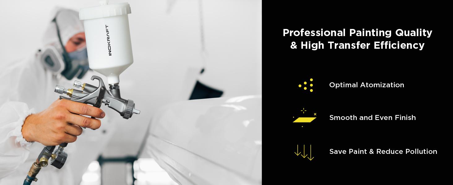 InoKraft DRZZLE D1-LVLP Spray Gun Premium & Basic Kit for Cars & House DIY Painting Superior Quality Atomization Efficient Transfer Easy Operation One-Piece Forged Aluminum Body Teflon Coating