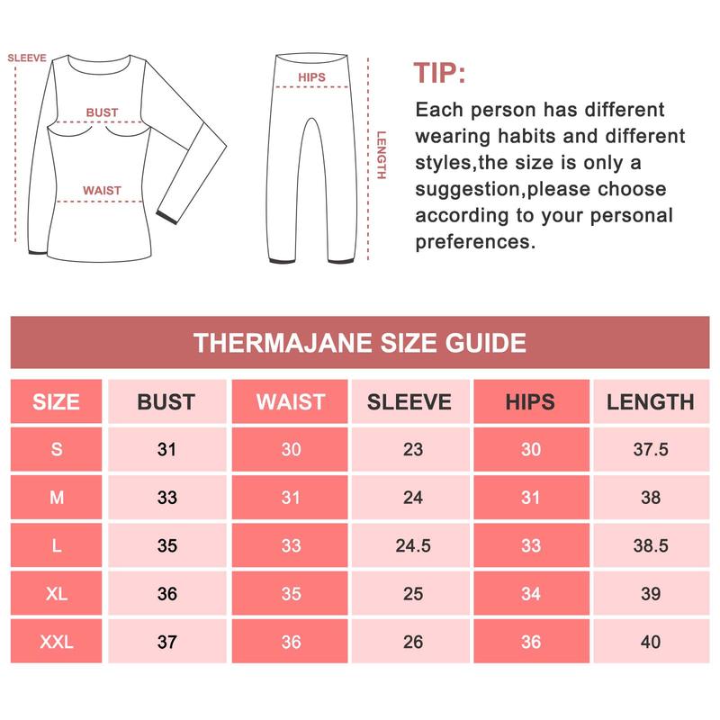 Women's Thermal Underwear Set - Fleece Lined Base Layer Top & Bottom for Skiing, Cold Weather Long Johns Winter Thermal Set, Soft Brushed Interior