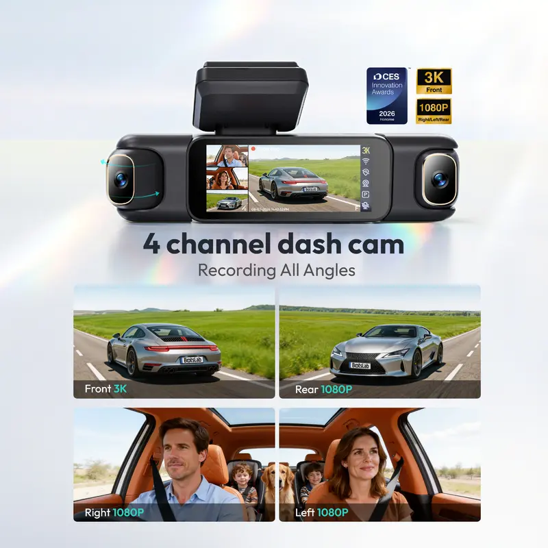 Front and rear dash cam view