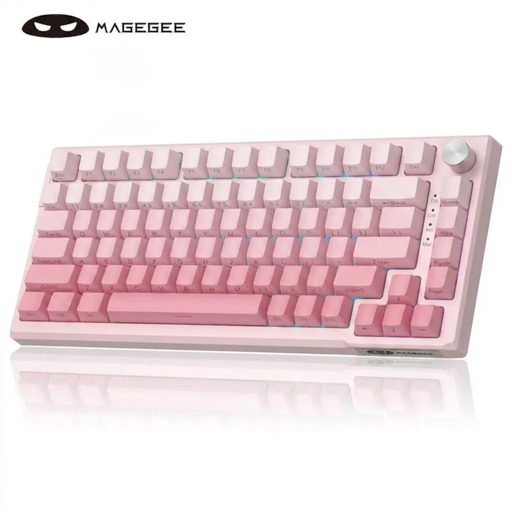 MageGee Sky81 Hot-Swappable Three-Mold Mechanical Gaming Keyboard - 75% Layout 83-Key , Gasket Structure,5-Layer Noise Reduction PBT 2-Color Injection Keycaps, RGB Lights, Space-Saving