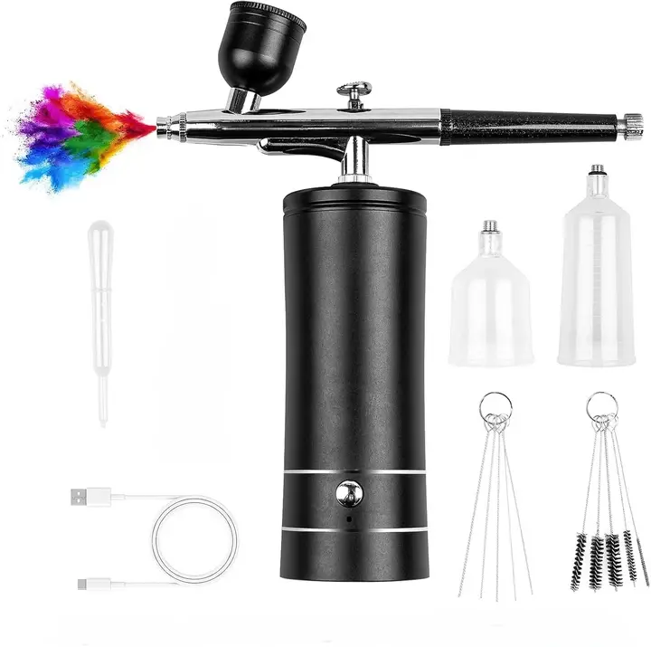 Rechargeable Handheld Wireless Expert Airbrush Kit - 3.7V High-Pressure Paint Spraying Tool with 0.3mm Nozzle, Cleaning Sets, Built-in Compressor, USB-C, Batteries for Craft, Home Supplies, Handheld Power Airbrush, Wireless Airbrush Kit