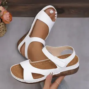 Women's Casual Wedge Sandals - Open Toe, Ankle Strap, PU Cover, Comfortable Beach Shoes With Arch Support, Ladies Sandals(Rain Shoes & Covers)