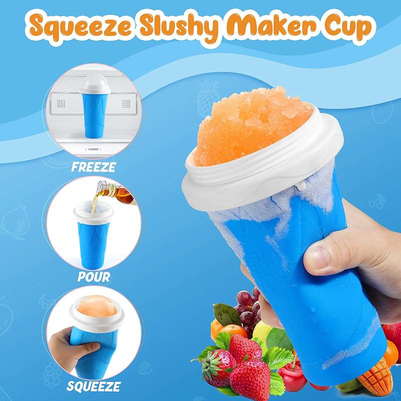 Magic Slushy Maker Squeeze Cup Slushie Maker, Slushie Cup, Slushy Cup, Homemade Milk Shake Maker Cooling Cup for Children Utensils Kitchen Blue Pink