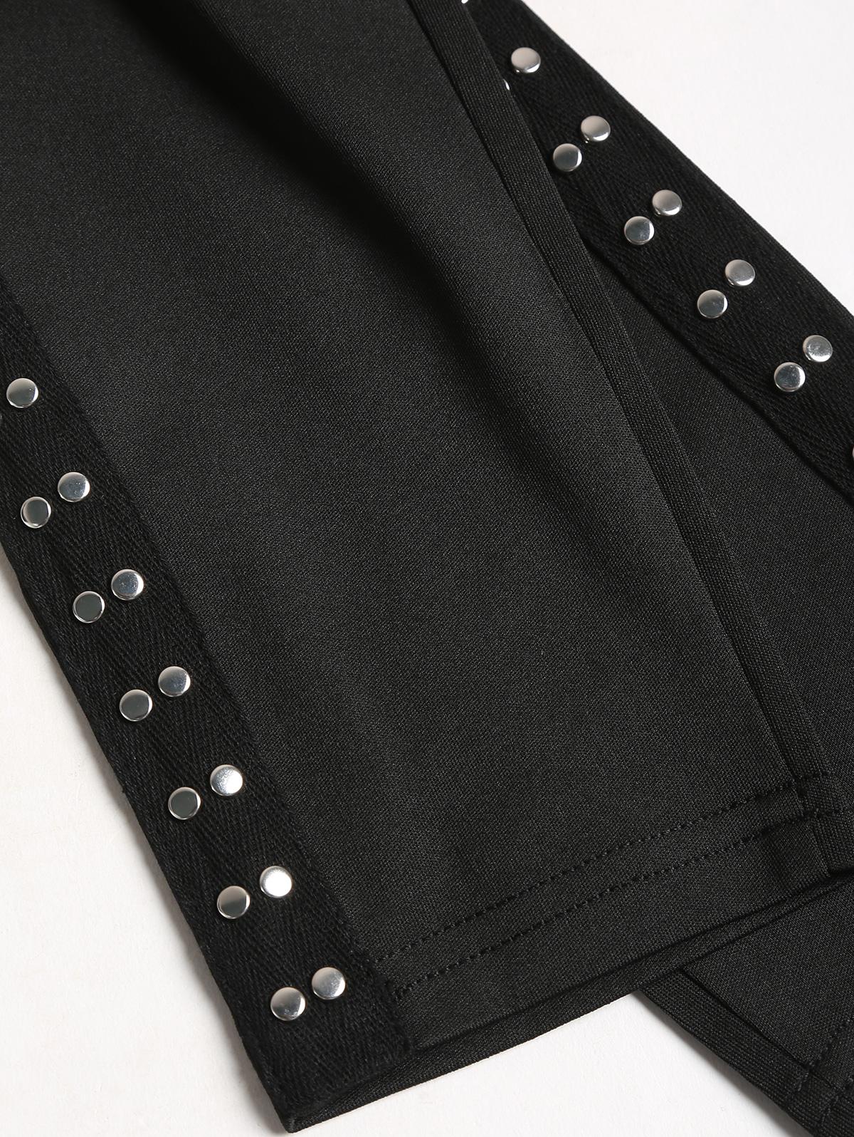 DRESSLILY 2025 Women's Outfit Skew Neck Textured Solid Color Top and Buckle Grommet Waist Long Pants Rivet Decor Jogger Pants Set Autumn Matching Outfits