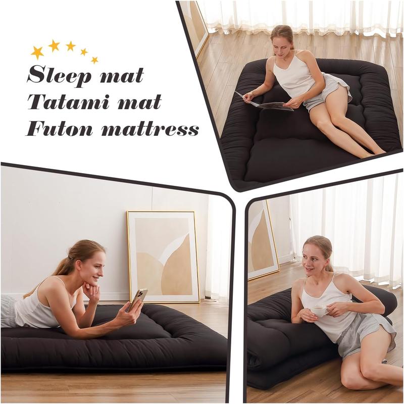 Foldable Floor Mattress with Washable Cover, Roll Up Futon Mattress & Portable Storage Bag for Guest Bed, Camping, Dorm