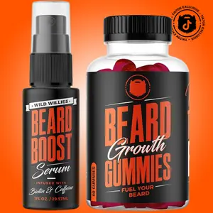 #1 Beard Growth Kit - Vitamins for Fuller & Thicker Beard, Formulated with Biotin - 60 Capsules | WILD WILLIES