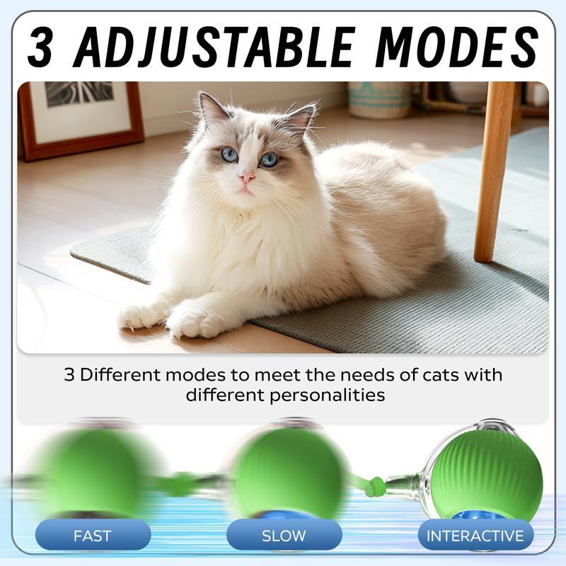 Interactive Electric Cat Toy Ball USB Rechargeable Automatic Rolling Ball Toy with Rope Indoor Cat Exercise Cat and Dog Toy Fun Gift