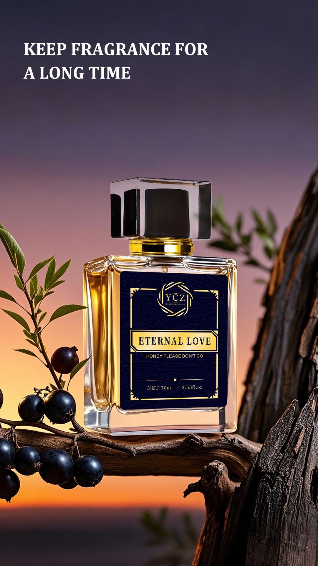 YCZ Eternal Love Men's Cologne 2.6oz Aromatic Citrusy Woody Scented Eau De Parfum 75ml Gift for Clubbers Liquid Perfume with Lemon & Pineapple Notes Fragrances Cosmetics Elegant Fragrance Bold Elegant Fragrance Captivating Fragrance