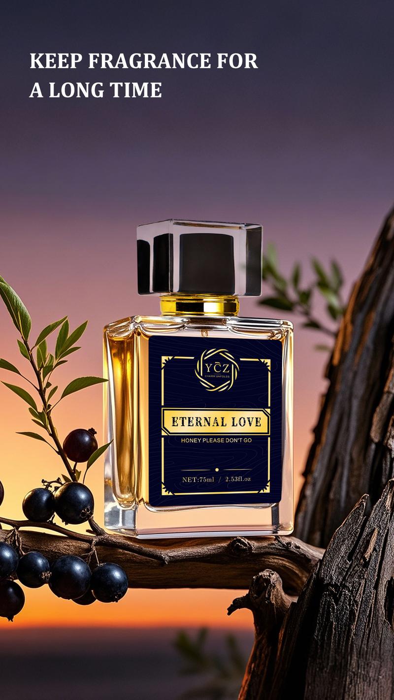 YCZ Eternal Love Men's Cologne 2.6oz Aromatic Citrusy Woody Scented Eau De Parfum 75ml Gift for Clubbers Liquid Perfume with Lemon & Pineapple Notes Fragrances Cosmetics Elegant Fragrance Bold Elegant Fragrance Captivating Fragrance