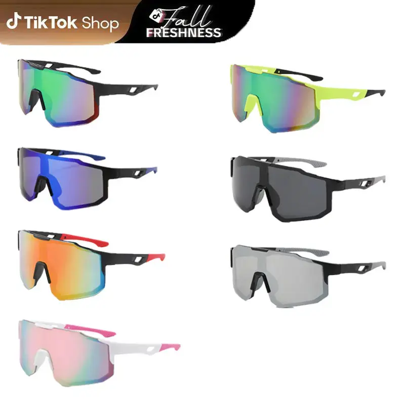 Oversized Wrap-Around Sports Sunglasses - Large, UV-Protective, Windproof, Solid Tone Shades, Ideal for Outdoor Cycling, Fishing Activities