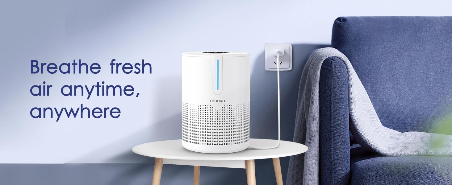 [Live] MOOKA Air Purifier 2 Packs for Home Bedroom Apartment Office Car RV H13 True HEPA Filter USB Portable Covers Up to 300 Ft² Allergies Pets Smoke Dust Fragrance Sponge Night Light,Gift