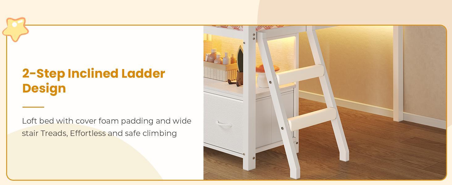 Sikaic Low Loft Bed Twin Size with 7 Storage Drawers, Bookcase and LED Lights, Metal Kids Loft Bed with 14" H Safety Guardrail, Inclined Ladder and Play Curtain, Under-Bed Play Space Sikaic Low Loft Bed Twin Size with 7 Storage Drawers, Bookcase and LED Lights, Metal Kids Loft Bed with 14" H Safety Guardrail, Inclined Ladder and Play Curtain, Under-Bed Play Space