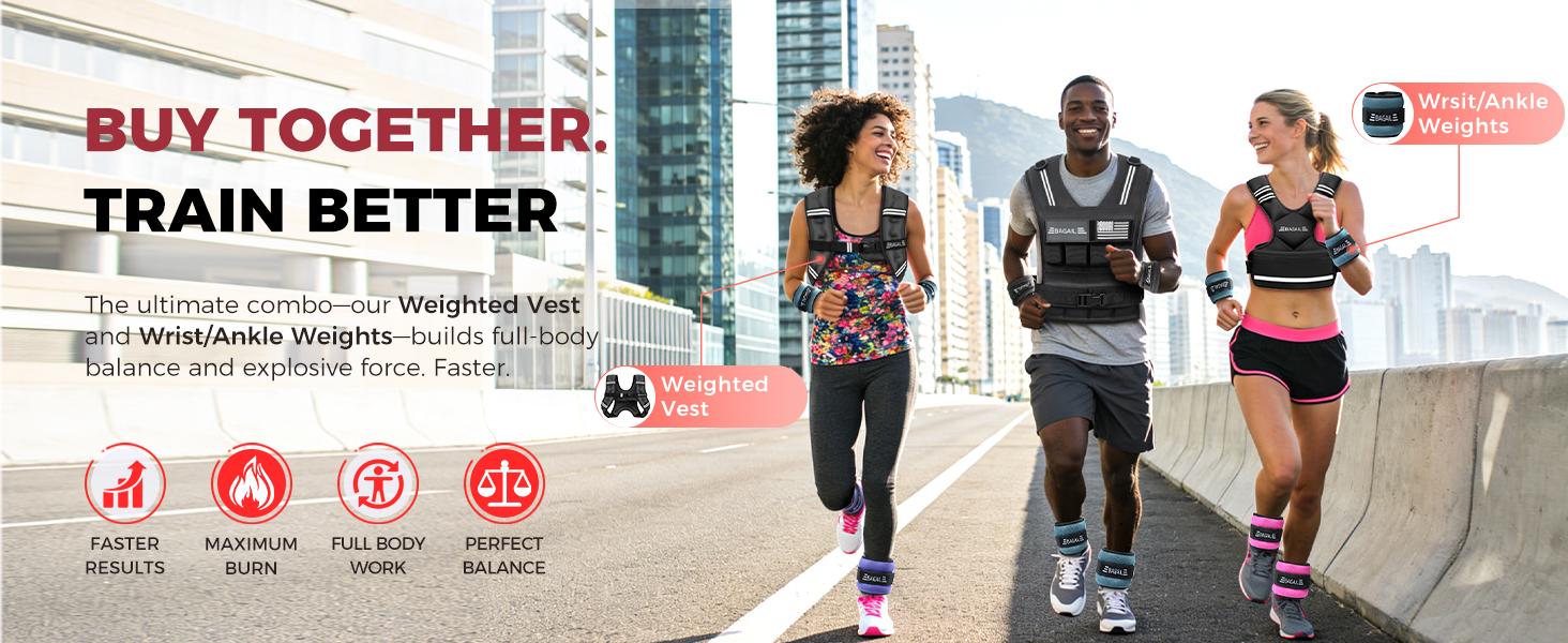 【SpringStatements】BAGAIL Weighted Vest, 5lbs/8lbs/10lbs/12lbs/15lbs/20lbs/25lbs/30lbs Weight Vest with Detachable Phone Pouch, Rucking Vest for Women, Men, Walking, Weight Loss, Training, Running