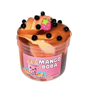 Whipped Mango Boba Tea Slime  10 Fl Oz Scented Made in USA Scented Intermediate Slime