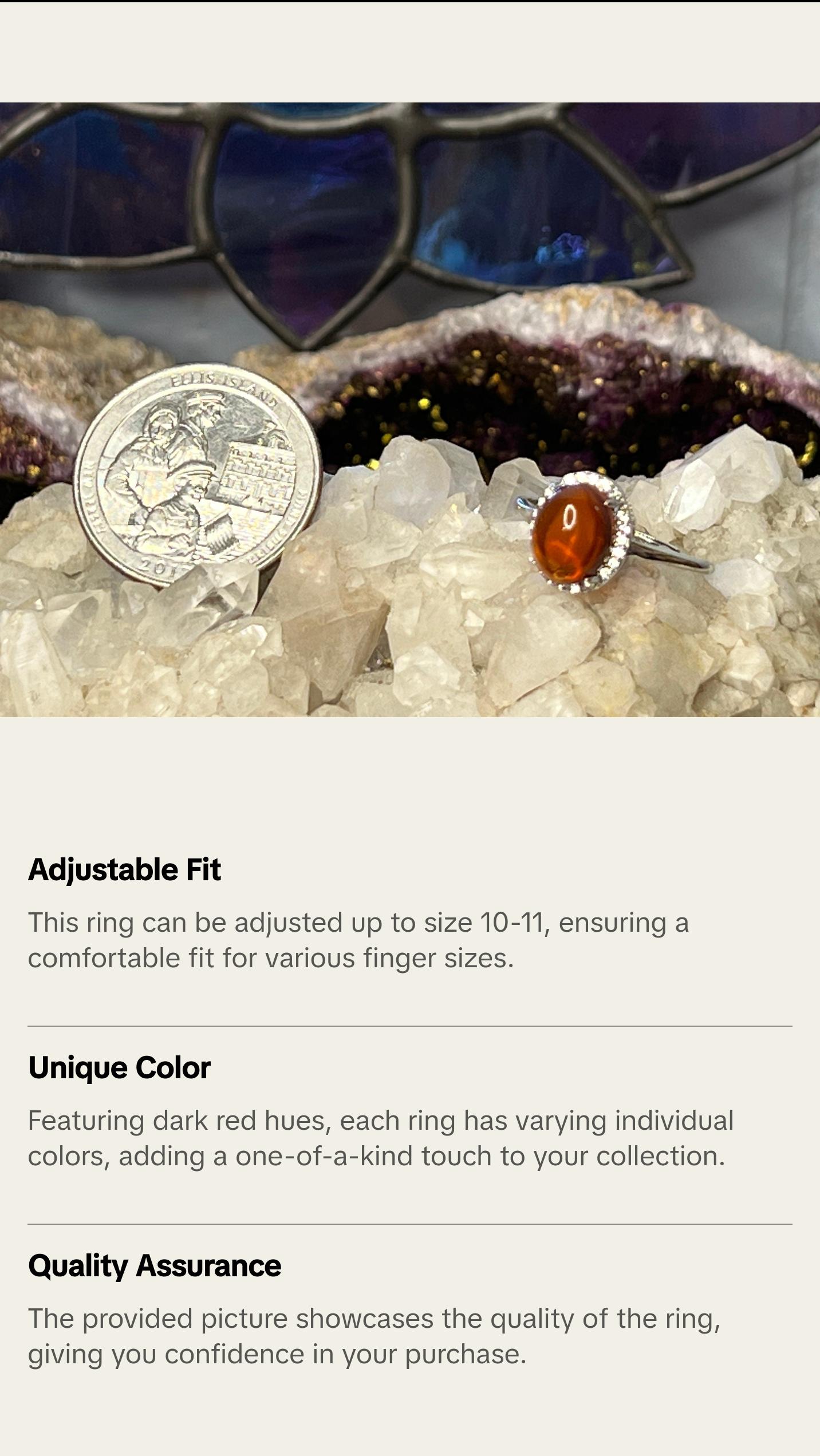 Blood Amber Sterling Silver Adjustable Rings