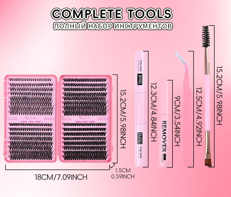 Mixed Length False Eyelashes with Bond and Seal & Remover & Tweezers&Eyelash Curler, Natural Eyelash Extensions, Faux Clusters Lash for Eyelash Enhancements, Lashes Glue Extension, Individual Eyelash, Lashes Clusters, Cosmetic, Flawless Makeup Lightweight
