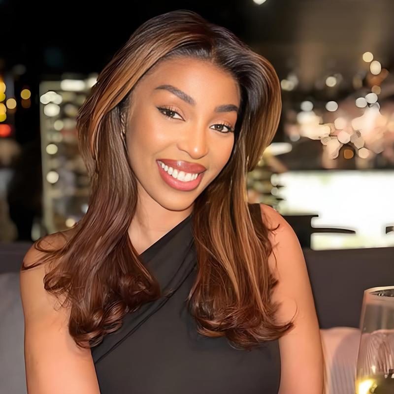 UNice Glueless Piano Highlights Brown Straight Bob Wig with Dark Roots Pre Cut 7x5 HD Lace Closure Human Hair Wigs with Invisible Knots Ready and Go Short Bob Wig for Women Beginners Friendly #TikTokShopHolidayHaul