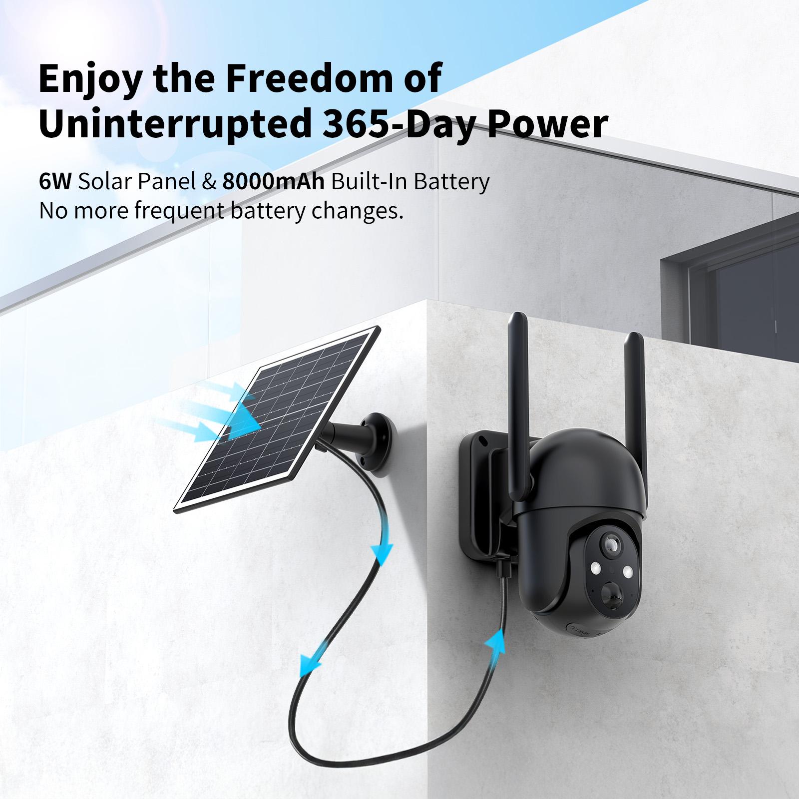 4G LTE Solar Powered Security Camera CB114S with 2K Live View 360° Coverage Two Way Audio PIR Motion Detection IP65 Waterproof Outdoor Surveillance（4G DATA REFILL Required）