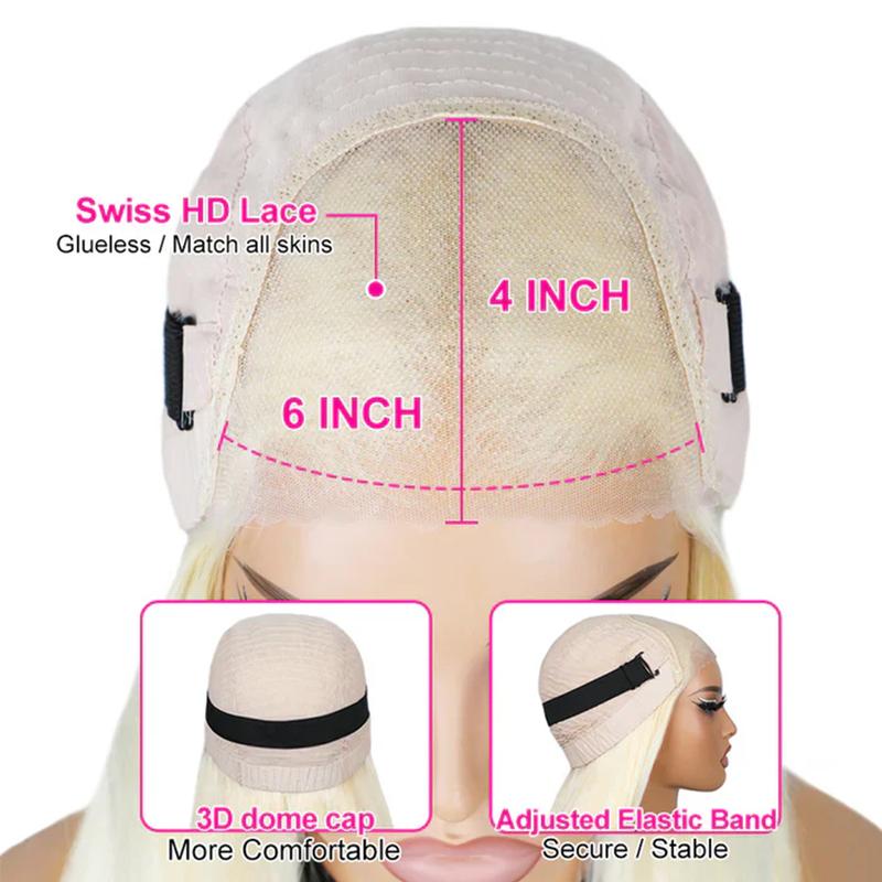 MORE FACE Straight 613 Blonde Hair Wear Go Glueless Wig 4x6 HD Lace Wig Human Hair Preplucked With Natural Hairline