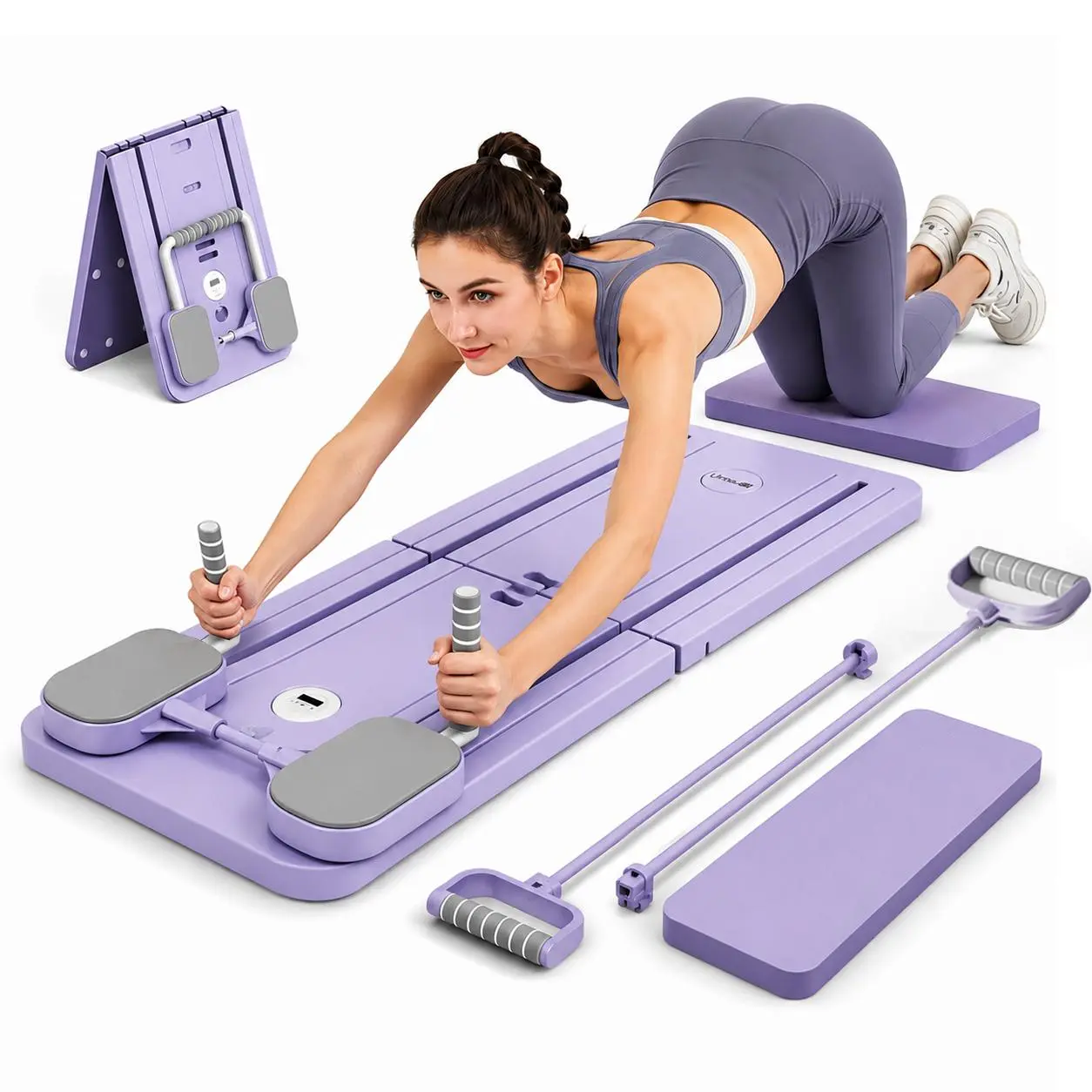 UMAY Pilates Board with Yoga Socks - Pilates Equipment Set, Multifunctional Foldable Home Pilates Board, 5-in-1 Pilates Skateboard,tiktokshopbacktoschool