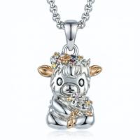 Flower Highland Cow Necklace