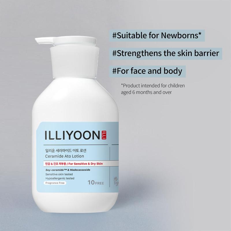 Illiyoon Ceramide Ato Lotion | Moisturizing Lotion for Dry & Sensitive Skin, Super Hydrating, For Face & Body, Gentle for Infants, Sliky and Smooth texture, Vegan Certified, 11.83 fl. oz