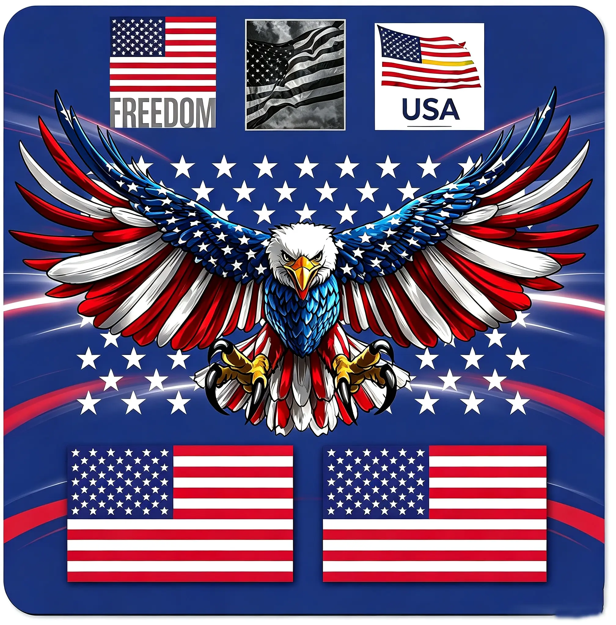 American Flag Self-Adhesive Decals 1roll (100pcs) 23 24 25 Holiday Penpal Letter Supplies