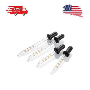 4 Pack, 1 mL Glass Eye Dropper with Measurement