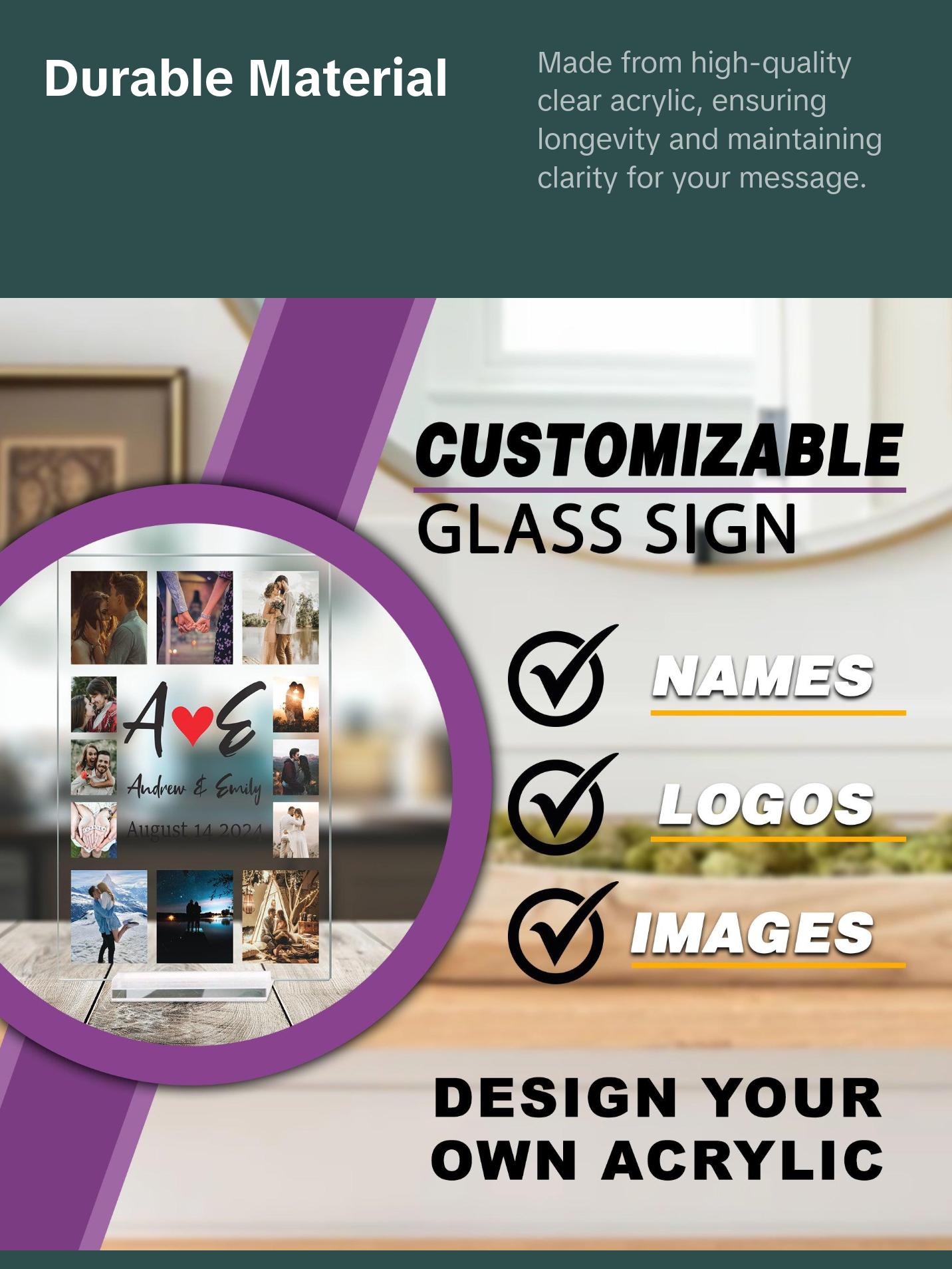 MIRACLE PRINTS Personalized Acrylic Plaque for Couples- A Timeless Anniversary Keepsake Custom Acrylic Sign - Small Acrylic Business Signs - Custom Text Sign - TableTop Acrylic Signs - Acrylic plaque Decor Mount