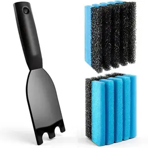 Plastic & Sponge Cleaning Sponge 12207 & BBQ Scraper Set Ideal for Grills & Kitchen Sponges Efficient Cleaning Tools