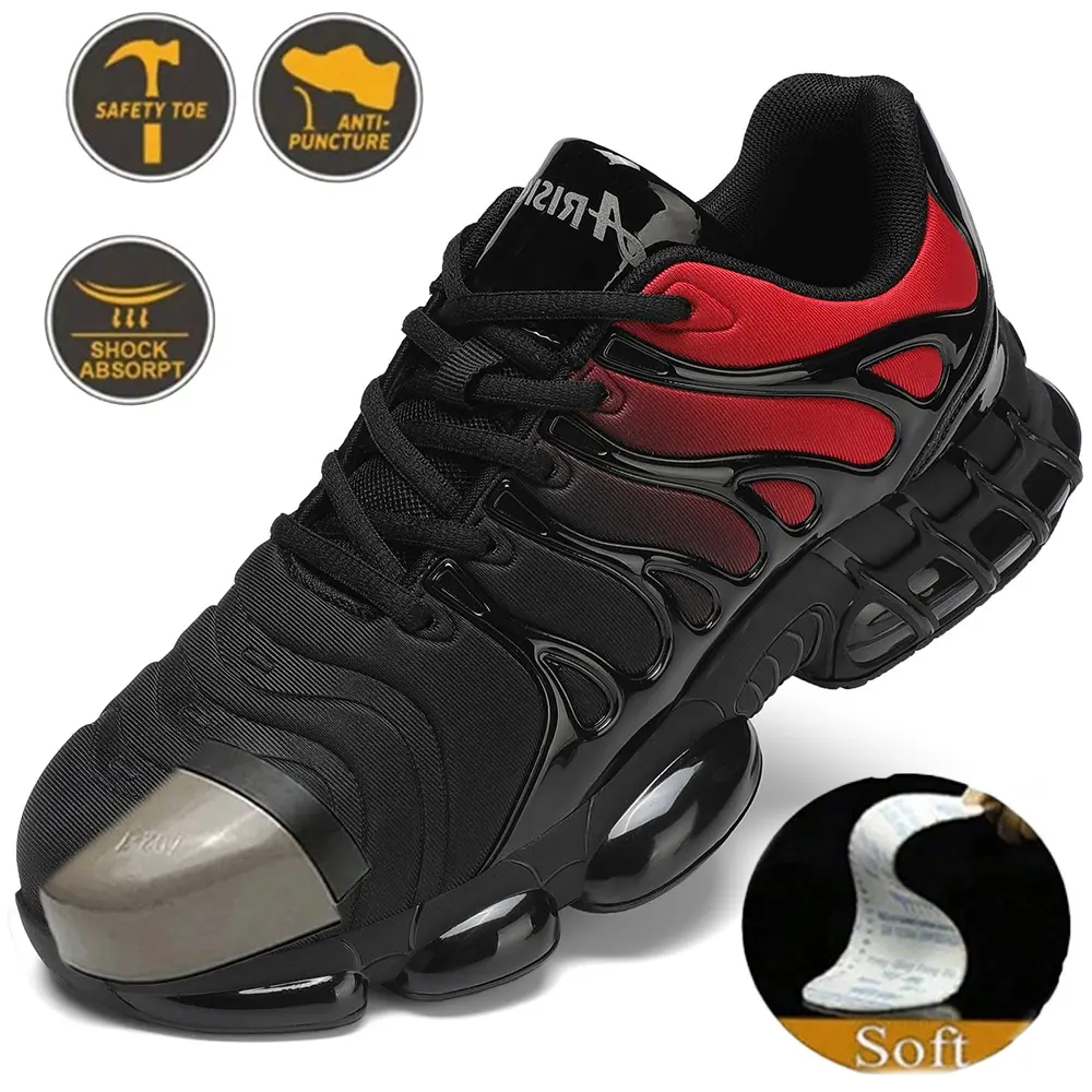 Men's Steel Toe Shoes Sturdy Work Shoes Lightweight Steel Toe Athletic Shoes Safety Shoes Puncture Resistant Composite Toe Outdoorfun Summervibes