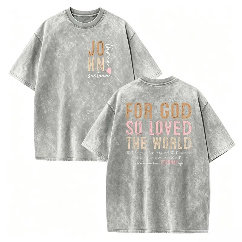 Unisex Christian Religious Round Neck Short-Sleeve Casual Tshirt - John 3:16 Bible Verse Sports Top, Scripture Graphic Easter Gift, Standard Sizes Faith Shirt