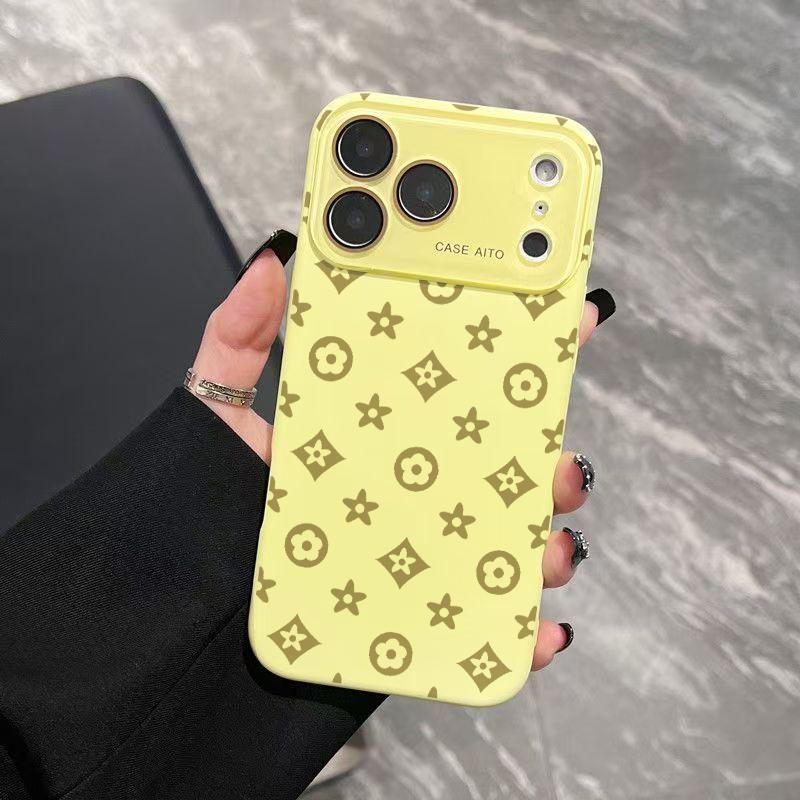 Vintage print Dopamine Ins Style Solid Color Phone Case with Ultra Skin friendly Touch, All Inclusive Lens Phone Case Suitable for Apple 17 16 15 14 13 12
