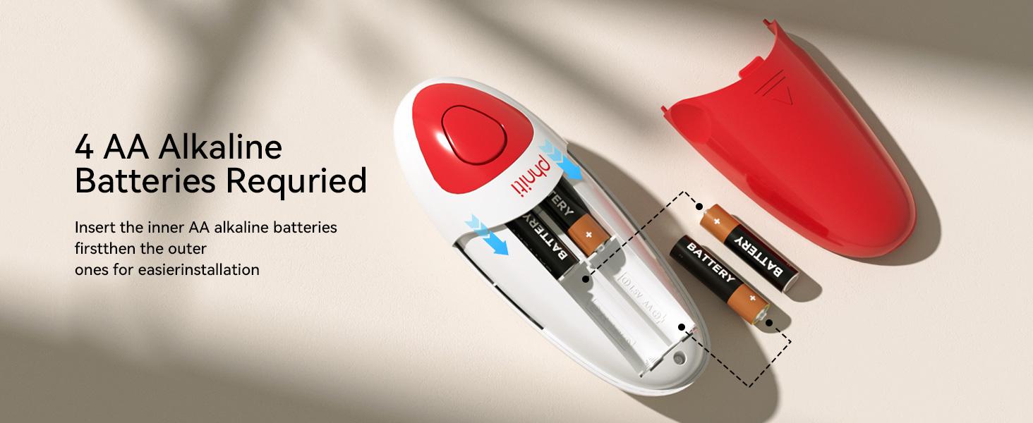 【Summervibes】Automatic Electric Can Opener with Automatic Operation, 1-Touch Handheld Battery-Powered Design, Smooth Edge, Safe Kitchen Tool for Home Use (Red) - Household Kitchen Specialty Appliance
