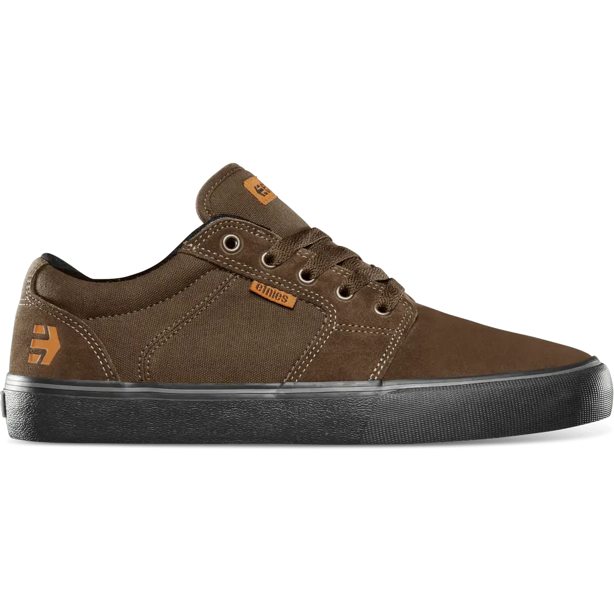 etnies Barge LS Men's Skateboarding Shoes - Low Top Suede & Canvas Sneakers, Round Toe Laced Sporty Casual Shoes, Brown Casual Trainers with Foam Lite 1 Insole for All-Day Comfort