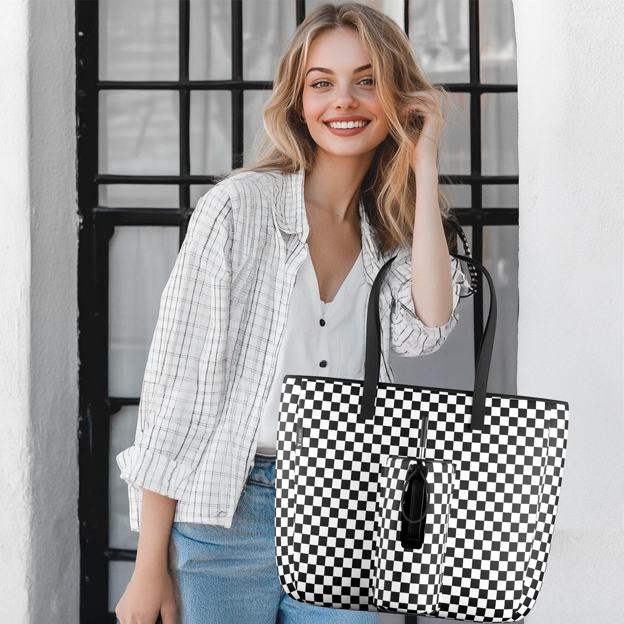 Meoky 15 L Womens Tote Bag: Utility Tote Bag with Zipper for 40 oz Tumbler with Handle，Portable for Travel and Commuting