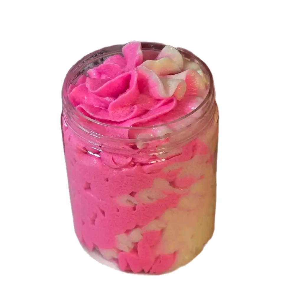Pink Strawberry Fragrance Whipped Sugar Scrub with Shea Butter - Mild Moisturizing Exfoliating Body Cleanser, Hydrating for Dry & Combination Sensitive Skin, Skin Repair & Polish Restorer for Adults, 24-Month Shelf Life