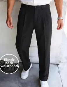 Men’s solid-color casual ice silk pants, drapey straight-leg slim-fit dress pants