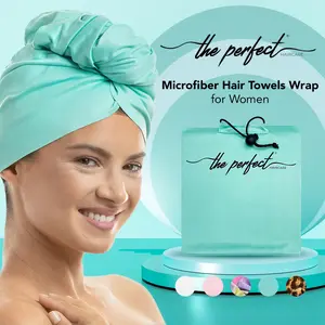 THE PERFECT HAIRCARE Microfiber Hair Towels Wrap for Women - Smooth as Silk - Anti-Frizz for Curly, Wavy, Straight Hair Girls - Plopping Essential - Fast Drying - Easier to Use Than a T-Shirt