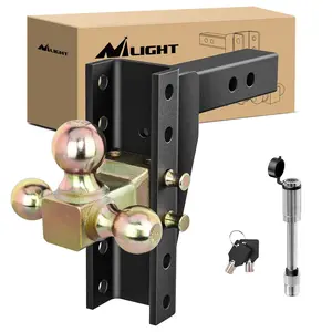 Nilight Adjustable Tri-Ball Trailer Hitch Mount 8 Inch Drop/Rise Hitch 1-7/8" 2" 2-5/16" Fits 2-Inch Receiver 15000lbs GTW for Heavy Duty Truck with Anti-Theft Pin Outdoor dealsforyoudays