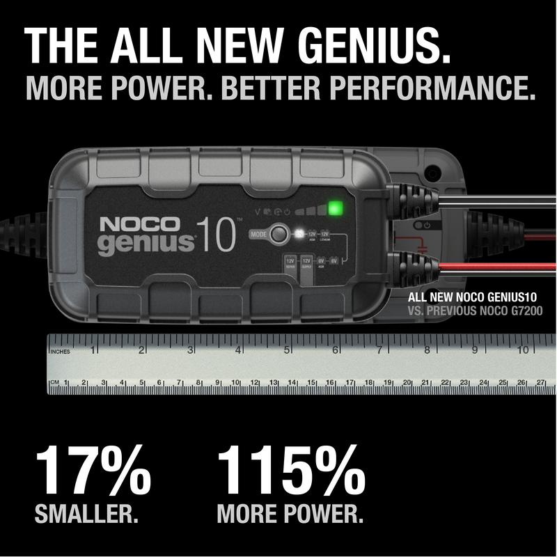 NOCO GENIUS10 10A Smart Battery Charger, 6V and 12V, Battery Maintainer, Trickle Charger and Desulfator