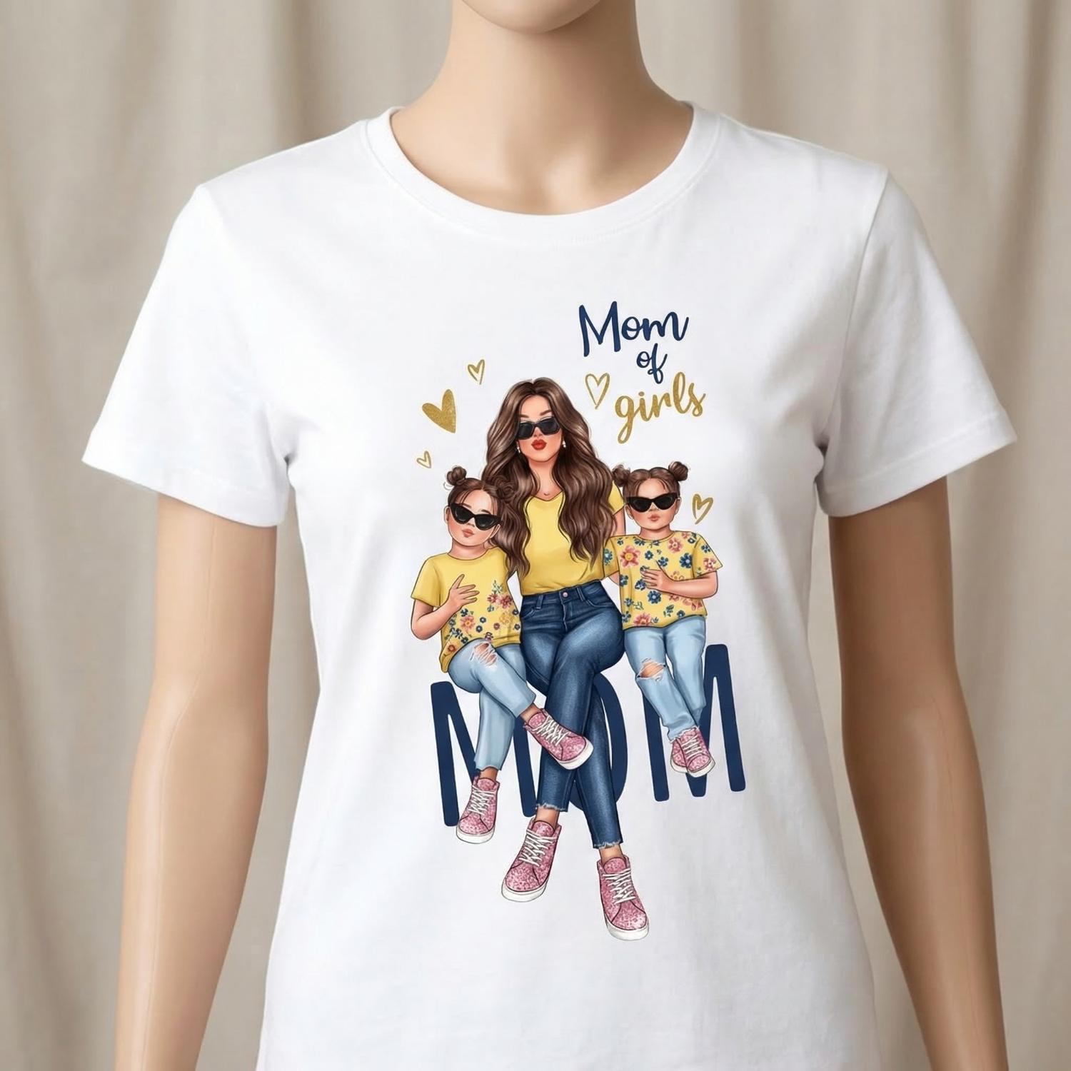 Cotton Short Sleeve TShirt Featuring Cartoon Prints for Girls MotherS Day Gift Perfect for Spring and Summer Casual Wear
