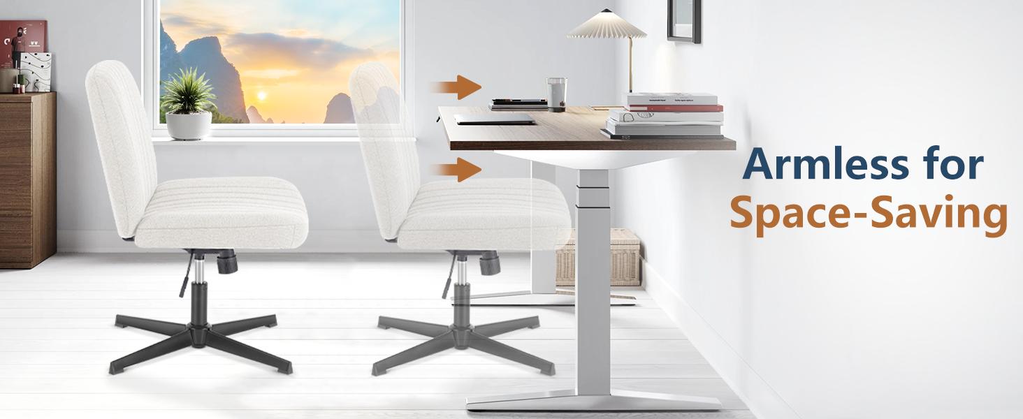 Criss Cross Chair - Armless Desk Chair No Wheels Cross Legged Office Chair Wide Swivel Home Office Desk Chairs,Christmas Present Gift