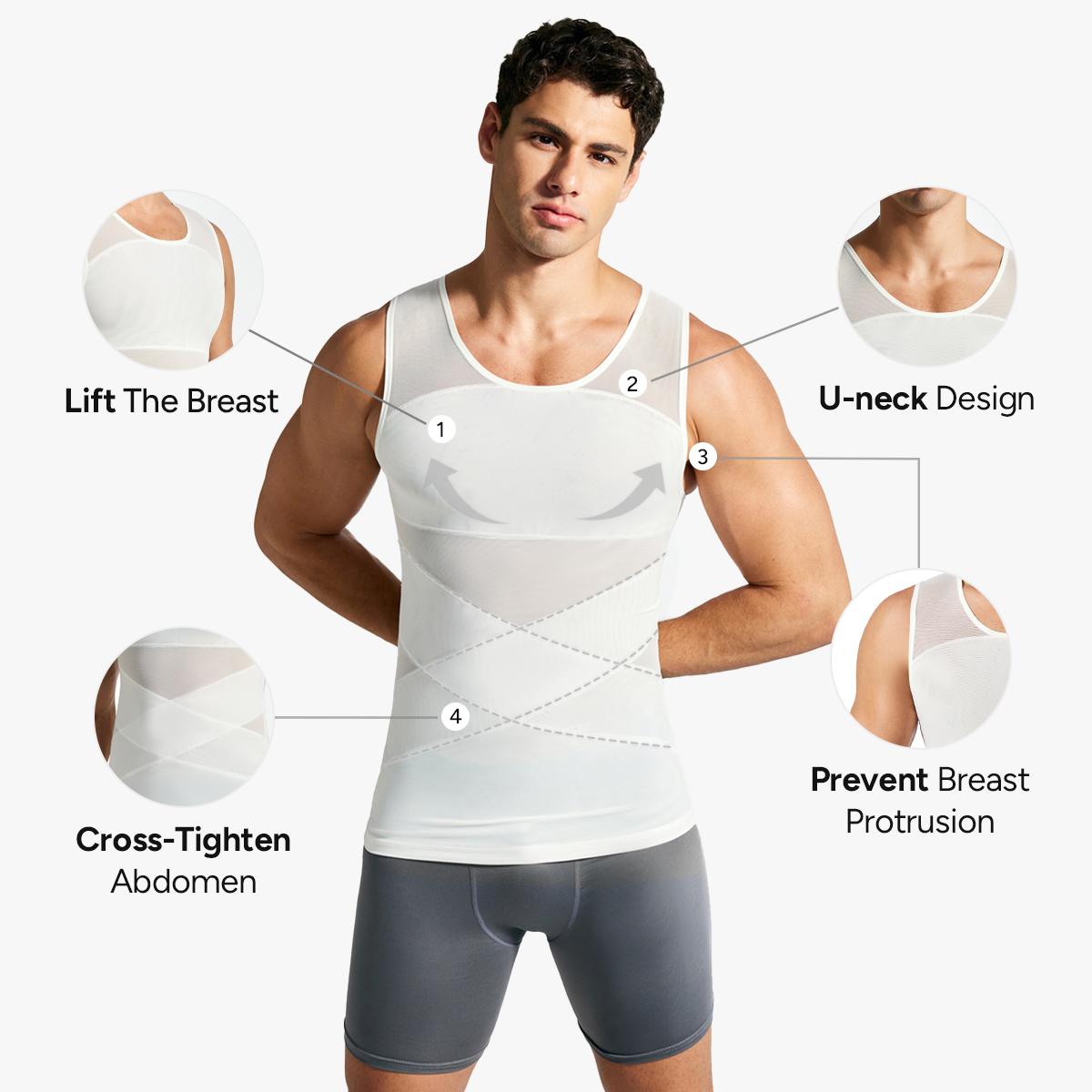 Nebility Men's Summer Thin Shapewear Tanktop - Menswear Mesh Tummy Control  Breathable High Elasticity  Seamless Sports Compression Vest Fitness SpringStatements